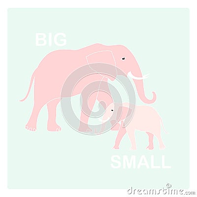 Big and small opposite adjective vector illustration for english lesson education Vector Illustration